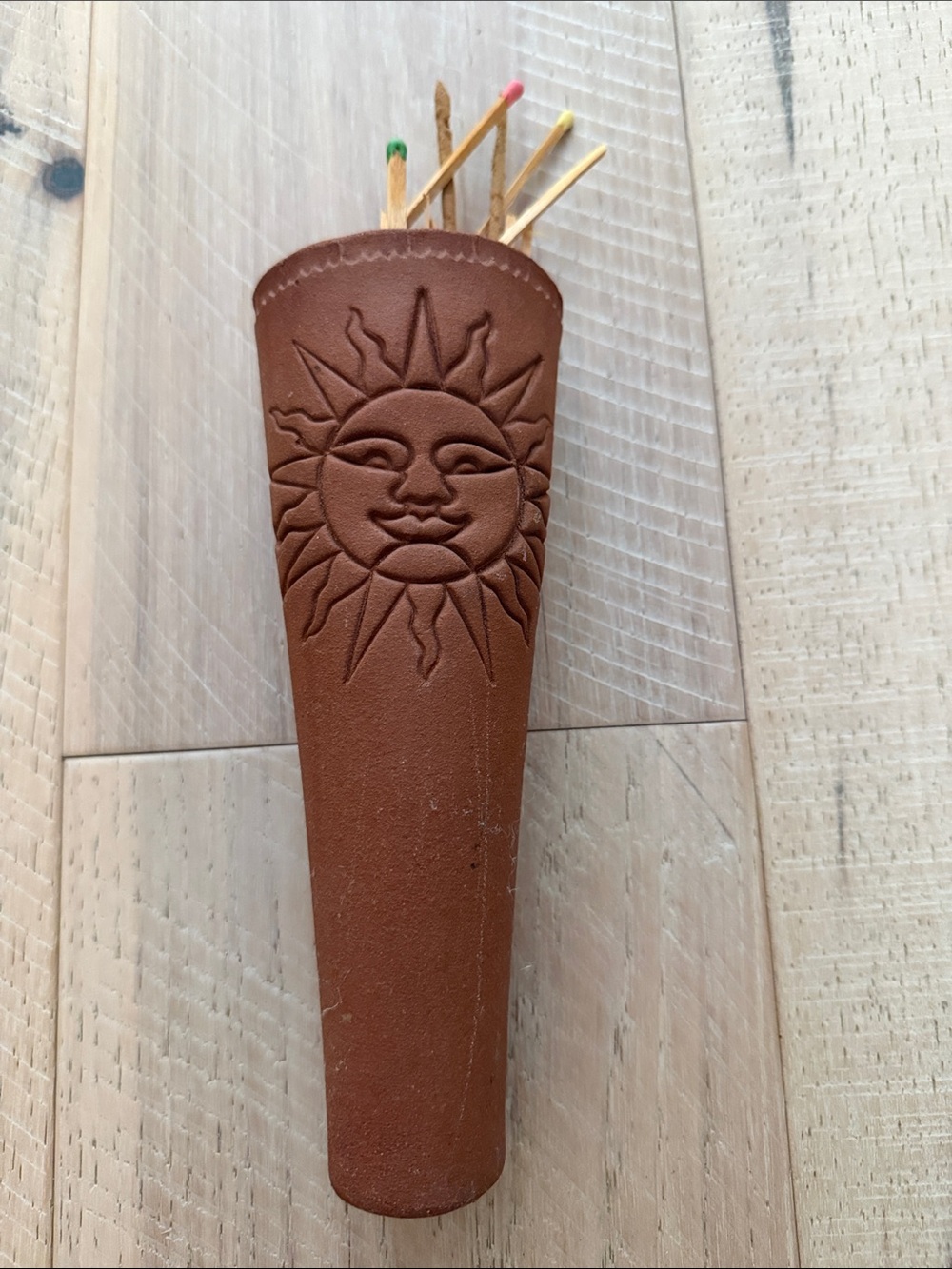 Brown Sun Embossed Match Holder - Home Accents
